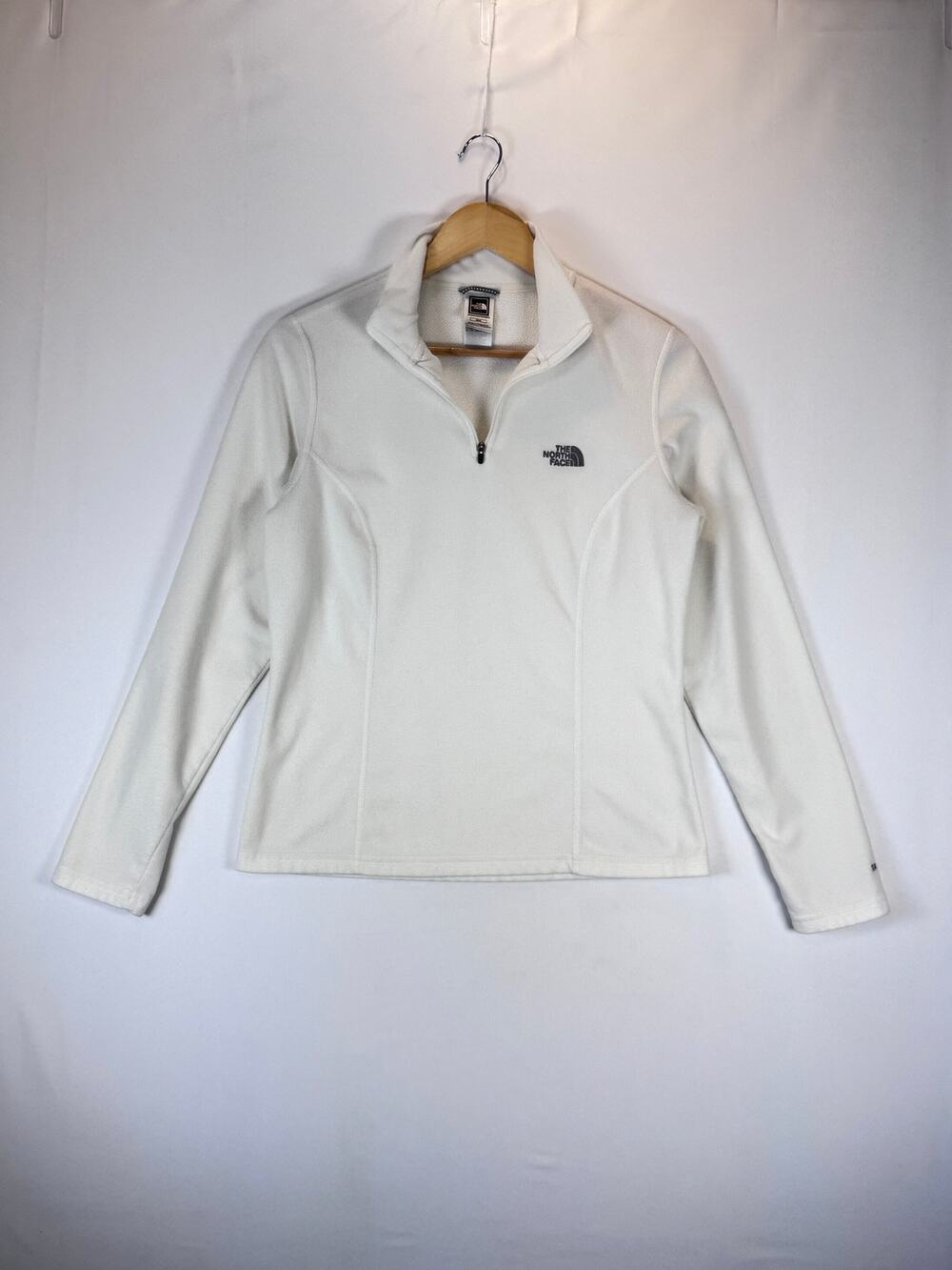 The North Face Womens TKA 100 Quarter Zip Fleece Pullover White Cream Size M